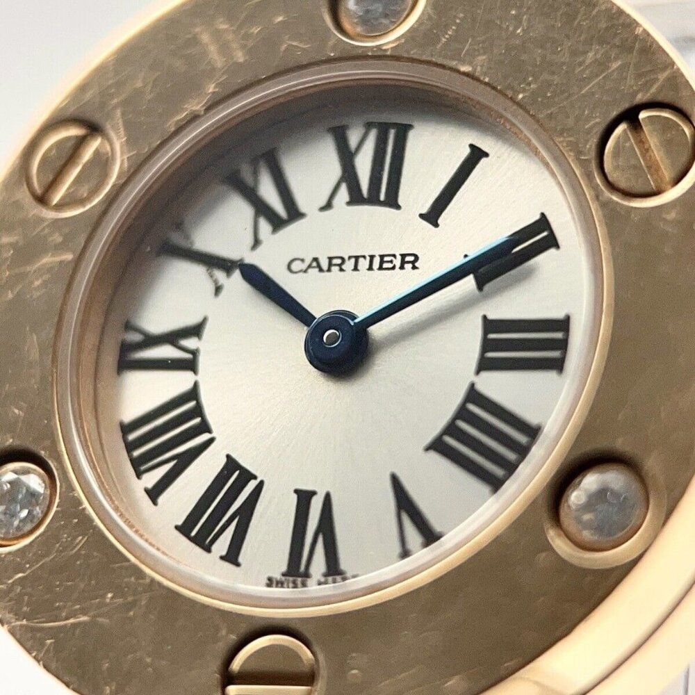Cartier Love Watch Quartz 23mm Silver 18k Rose Gold Factory Diamonds Watch Only - Picture 2 of 8